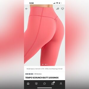 TLF Hot coral Scrunch Butt Leggings